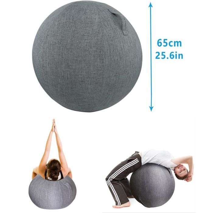 Housse De Protection Pour Ballon De Yoga 65 Cm - Coton Doux, Gris, Poignée De Transport, Pliable, Pour Fitness, Pilates, Rangement Facile - 2