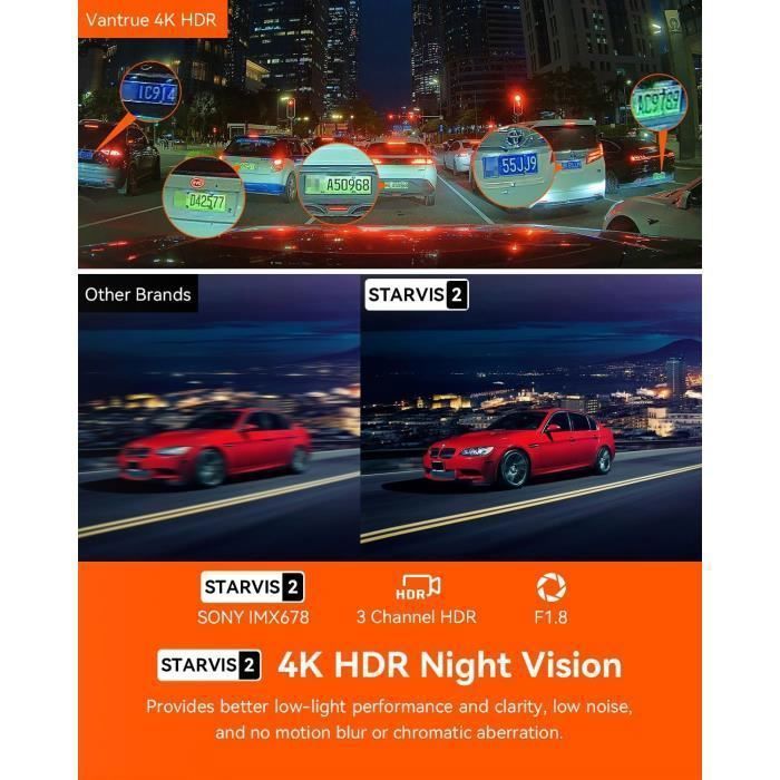 VANTRUE NEXUS4 PRO 3 HDR 4K+1080P+1080P Dashcam Voiture, 360°STARVIS 2