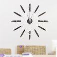 1 PC noir silencieux mode acrylique horloge décorative pendaison murale pour salon bureau chambre maison   HORLOGE - PENDULE-3