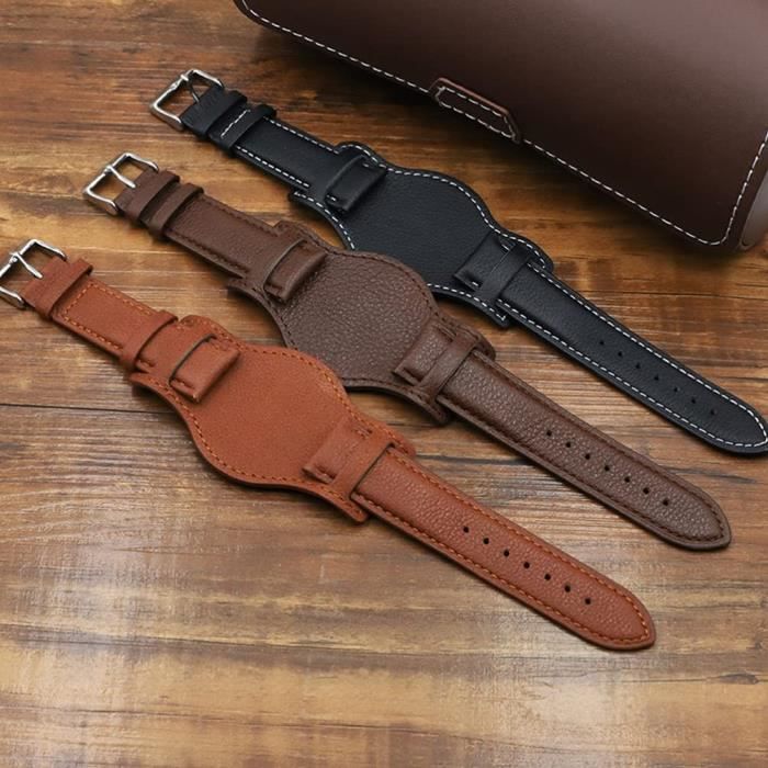 Bande de Montre en Cuir 18Mm Vintage Vache De Bracelet De Montre