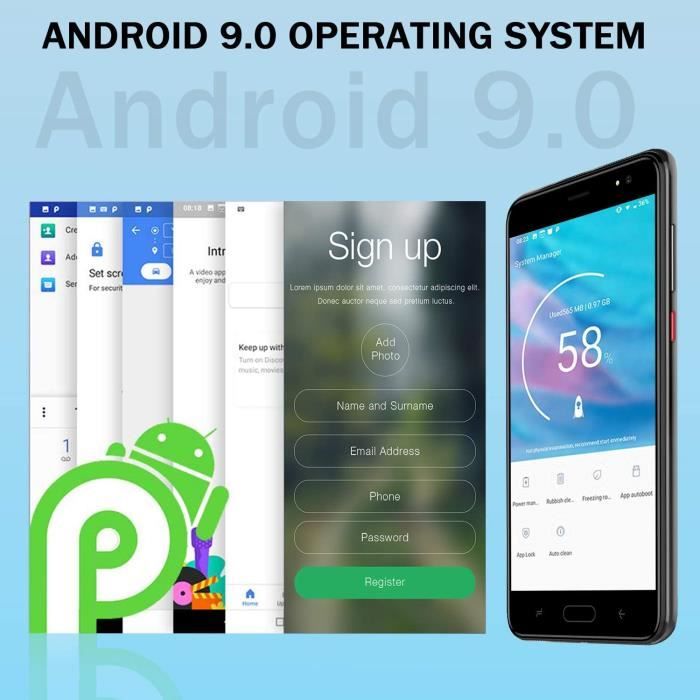 Telephone Portable Debloqué, 4G Android Smartphones, HD 5,5 Pouces