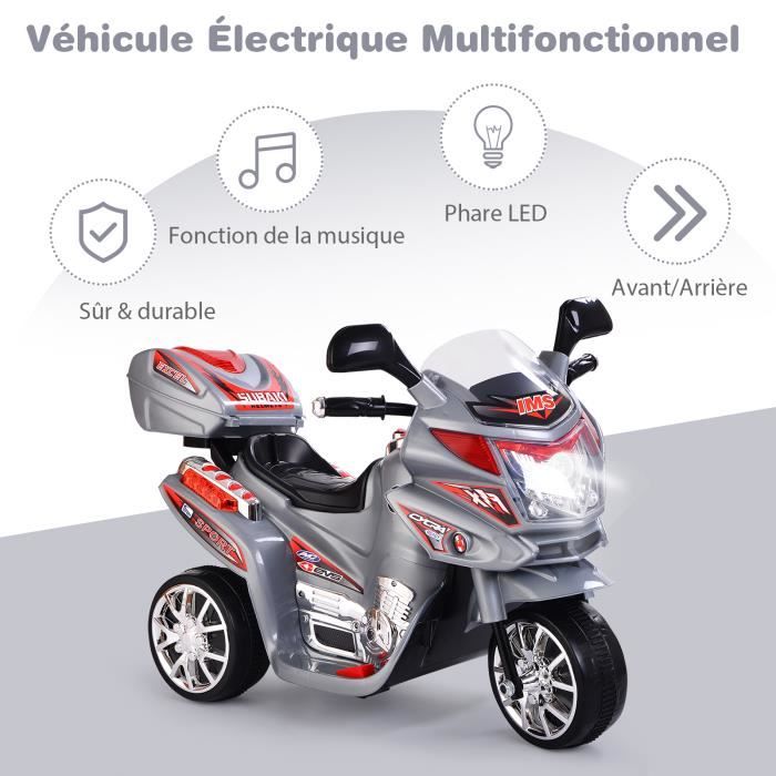 Moto Electrique pour Enfants Scooter 6 V à 3 Roues Charge max.:25 kg Bleu