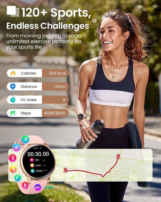 YOO HD Fitness Tracker - écran Bluetooth, Suivi Sommeil Et Activité, Rose