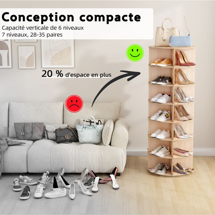 Meuble À Chaussures Slim À 5,Étagère À Chaussures Verticale À 5 Niveaux,Organisateur De