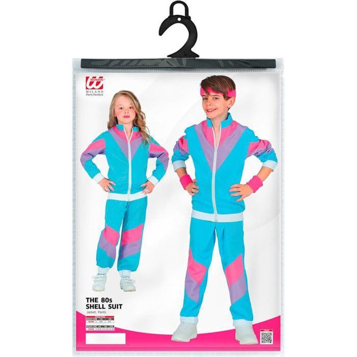 AYBUY Survêtements Rétro Des Années 80 Pour Enfant, Déguisement Année 80 Avec Bandeaux Et Bracelets Pour Fille Garçon Ensembles De Sport Jogging Pour Carnaval Fête Disco Halloween Party,Bleu,M