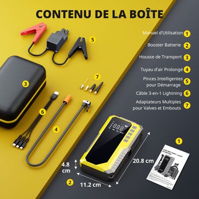 Démarreur De Batterie Voiture 5000A VoltSurge - Portable 12800mAh Avec Écran LCD Et LED