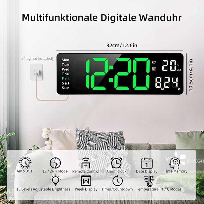 Horloge murale numérique multifonction avec télécommande - Test et Avis