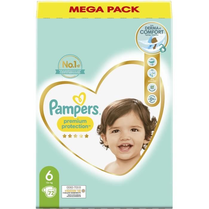 Couches Pampers Premium Protection Taille 6 - 72 Couches - Cdiscount  Puériculture & Eveil bébé