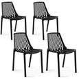 Lot de 4 chaises de jardin - Oviala - Noir - 55 x 46 x 79,5 cm - Polypropylène-0