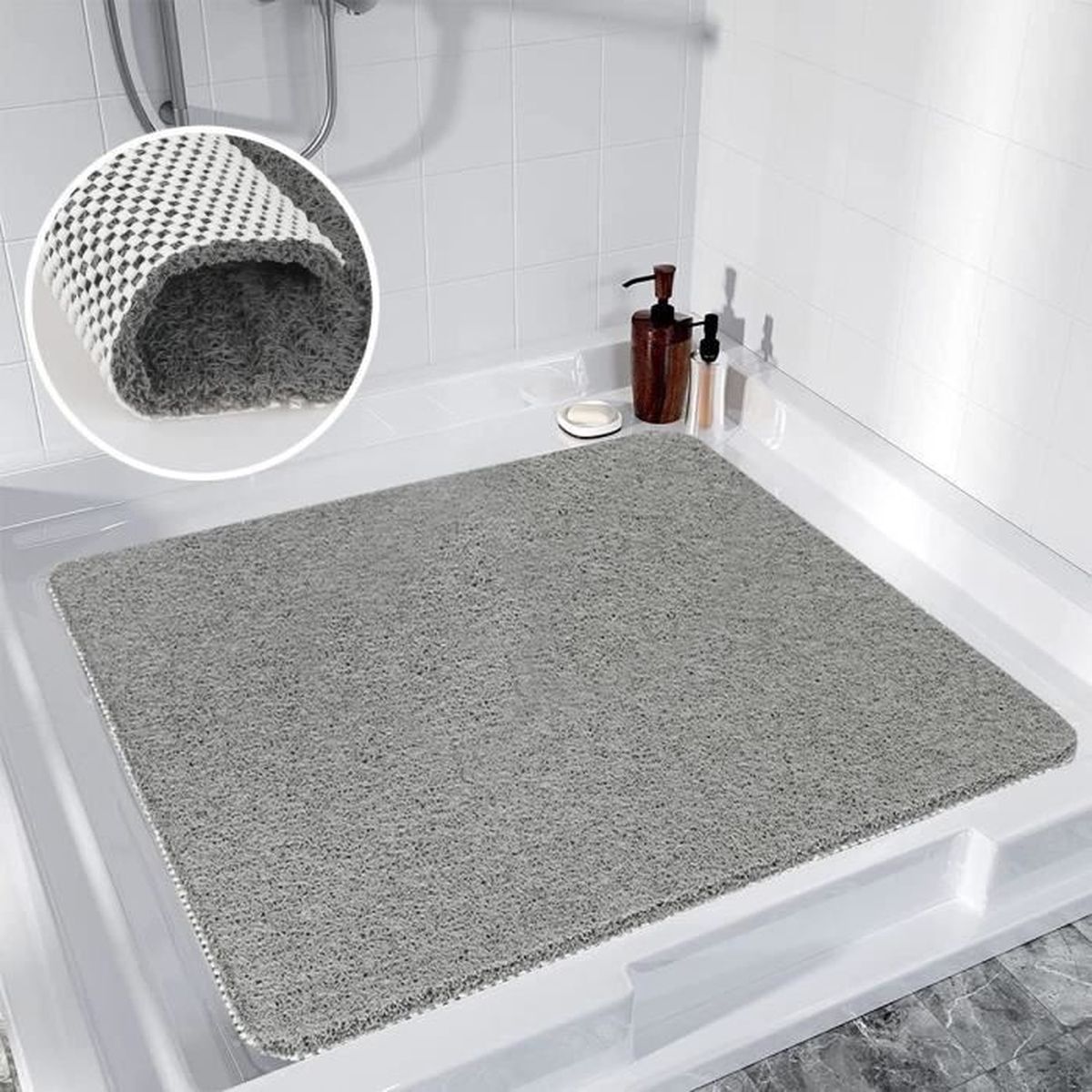 Tapis De Douche Incurvé Antidérapant - 40x100cm - Absorbant Et Lavable - Pour Douche D'angle