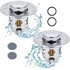 WEGARDEN Lot de 2 bouchons d'évier, pop up, pour lavabo, baignoire, avec tamis/filtre anti-colmatage, pour cuisine (34 à 40 mm)