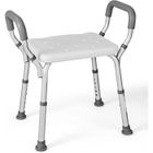 RELAX4LIFE Tabouret Douche Antidérapant, Hauteur Réglable 54-67CM, Siège Douche avec Accoudoir pour
