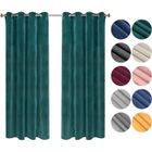 WOLTU Lot de 2 Rideaux Draperies Thermique à Oeillets, 140x270cm Rideau Opaque Occultant en Velours, Vert foncé VH6068dgn-2