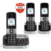 Alcatel Pack téléphone sans fil F890 Voice Trio avec répondeur et fonction Blocage d`appels Noir et Argent -