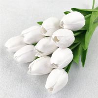 tulipe blanche - Bouquet De Tulipes Artificielles De Jardin, 10 Pièces, Bouquet De Tulipes Au Toucher Réel, D