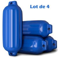 COSTWAY Pack de 4 Pare-Battage Gonflables 50 x 14cm Bleu en PVC à deux œillets nervurés pour Ponton, Voilier, Hors-bord
