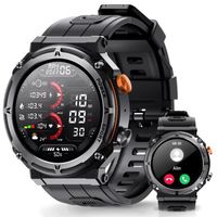 Montre Connectée Homme Militaire - 5ATM Étanche HD Appel SMS, Suivi Intelligent du Sommeil Smartwatch Fitness Tracker