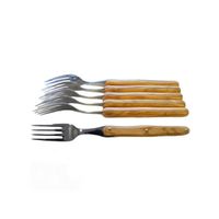 Coffret 6 fourchettes, bois d'olivier, fabrication française artisanale