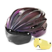 Casque de cyclisme K80 avec visière et lunettes magnétiques - Marque GUB - Violet - Pour VTT et vélo de route