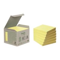 Notes repositionnables jaunes recyclées Post-It 76 x 76 mm - en tour distributrice - bloc de 100 feuilles - Lot de 6