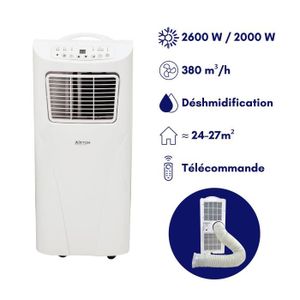 Airton Pompe à chaleur/Climatiseur mobile réversible 2700W 9000 BTU Chaud / Froid / Déshumidificateur - surface de 27M²