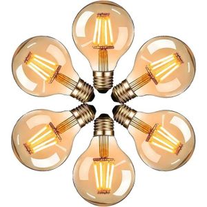 AMPOULE INTELLIGENTE Ampoules LED Edison, Ampoule Vintage G80 E27 4W, Blanc Chaud 2700K, Ampoule Rétro à Filament,Non-Dimmable, Lot de 6