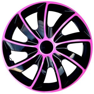 ENJOLIVEUR Enjoliveurs de roue pour jantes en acier NRM Quad Bicolor Jeu de 4 enjoliveurs bicolores Plastique ABS (noir/rose 17