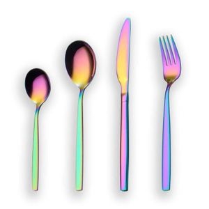 Acier inoxydable Couverts ensembles 16//24//32 pièces Irisé Arc-en-Poids Léger Set