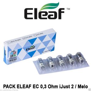 ATOMISEUR E-CIGARETTE Pack 5 résistances ELEAF EC 0,3 Ohm Dual Coil pour