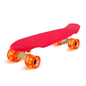 SKATEBOARD - LONGBOARD Skateboard - Fun pro Mini Cruiser Trickboard PP-Board - charge de 100 kg max. - Roues à LED - rouge