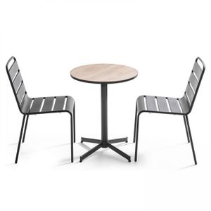 Ensemble table et chaise de jardin Ensemble de jardin - OVIALA - Table ronde et 2 cha