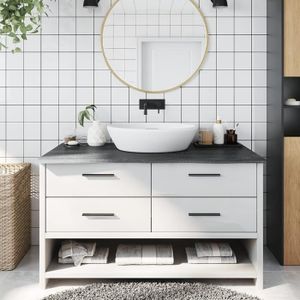 COLONNE - ARMOIRE SDB Comptoir de salle de bain gris foncé 100x50x2 cm bois traité-7319462651938-LuLo boutique