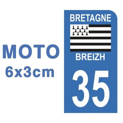 Autocollant Immatriculation Hadexia - Département 35 Bretagne, Pour Moto Et Scooter