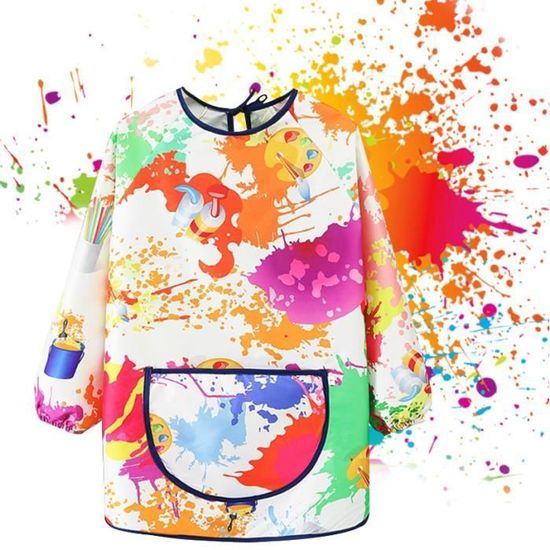 F Fityle Tablier Blouse de Peinture Etanche Anti-Usure avec Manches Longues pour Enfant Kids Fille Garçon 4 5 6 7 8 9 12 13 14 Ans, 10-14T, Vert