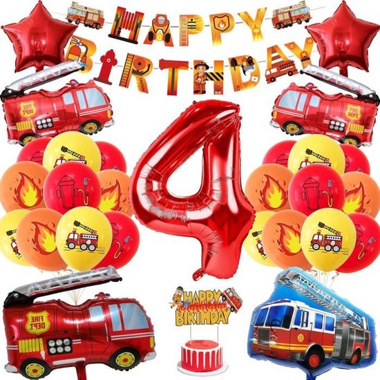 Ballon D'Anniversaire En Forme De Camion De Pompier Décoration D