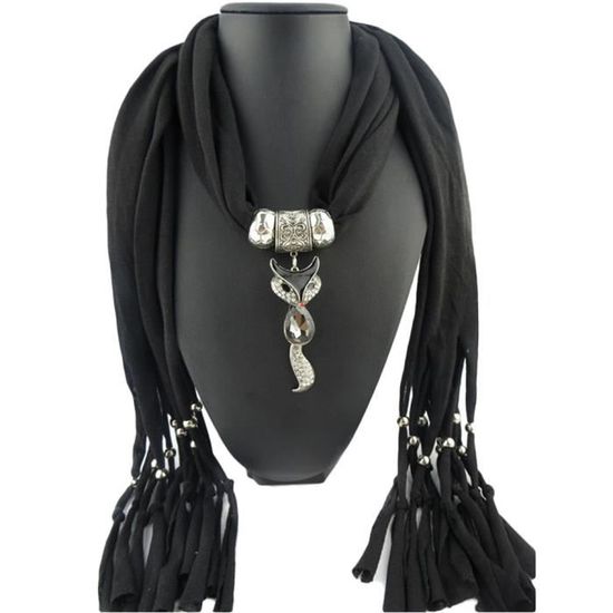 Écharpe Pendentif Chouette Lideva Paris - Foulard Bandana Avec Chaîne Collier - Neuf Avec Étiquettes