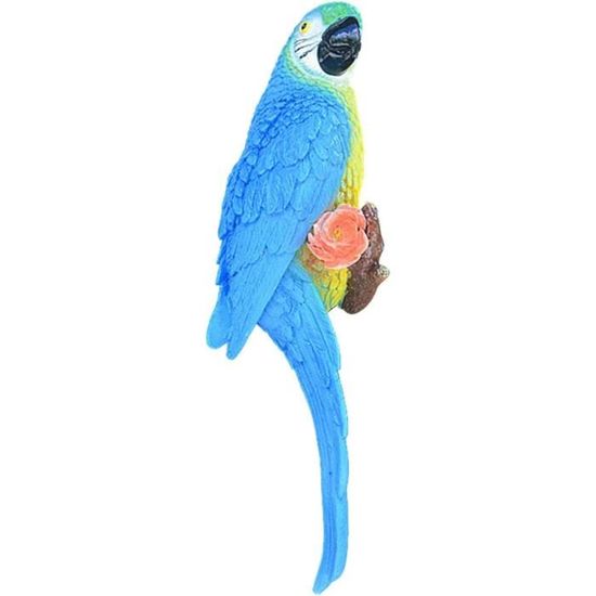 Suerhatcon Statue Perroquet Résine 37 Cm Rose - Figurine Oiseau Sur Support - Décoration Table Salon