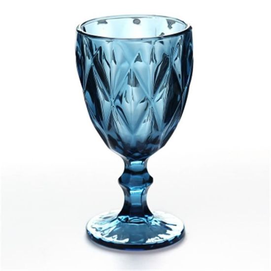 Verre à vin,Verres à vin Vintage,300ml 10oz,pour fête de mariage,verres à eau pour noël - Type blue rhombus - 240ml
