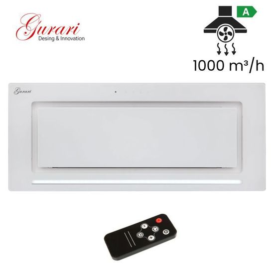 Hotte De Plafond Gurari 217 WH 52 Pr - Encastrée, 52 Cm, 1000 M³/h, 3 Niveaux, Télécommande - Blanche
