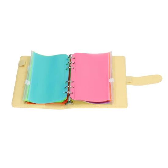 Classeur A7 En Cuir Synthétique Macaron Rose - Fermeture Bouton-pression, 6 Anneaux, 11.5x14.5 Cm - Pour Recharges, Organisateur Personnel, Budget