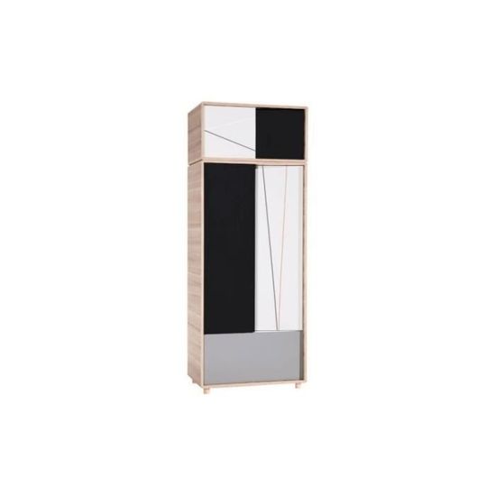 Armoire Enfant 2 Portes Evolve Avec Surmeuble Blanc Noir Achat