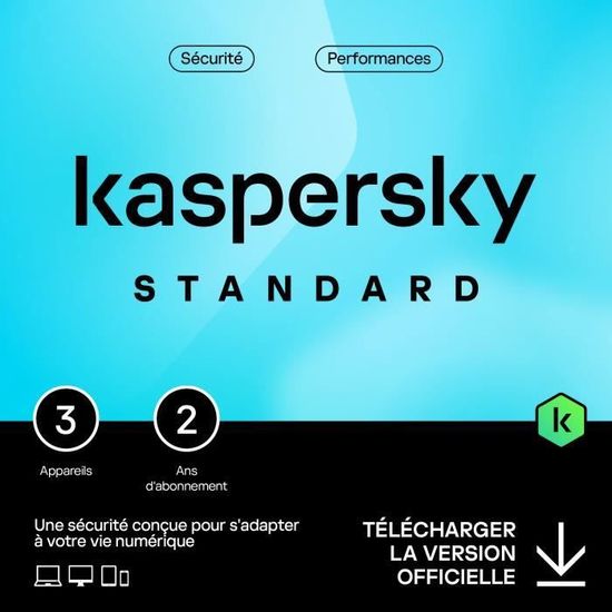 Kaspersky Standard (Anti-Virus) 2024 - (3 Postes - 2 Ans) | Version Téléchargement
