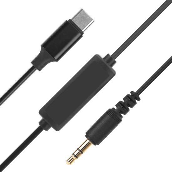 Puce ADC Câble Adaptateur Comica 3.5mm Vers USB-C - Pour Microphones - Puce ADC - Câble Ressort 60cm Câble Micro