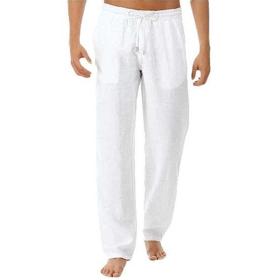Pantalon Homme Été DUOLUVA - Lin Et Coton - Taille Élastique - Décontracté - Yoga