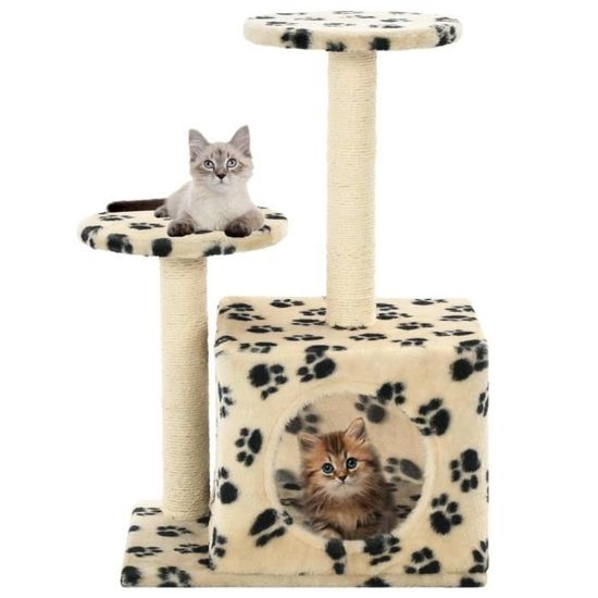 9481MIEUX® Petit Grand Arbre à chat,Griffe de Chat Moderne centre d'activité Maison pour chat avec griffoir en sisal 60 cm Beige Mot