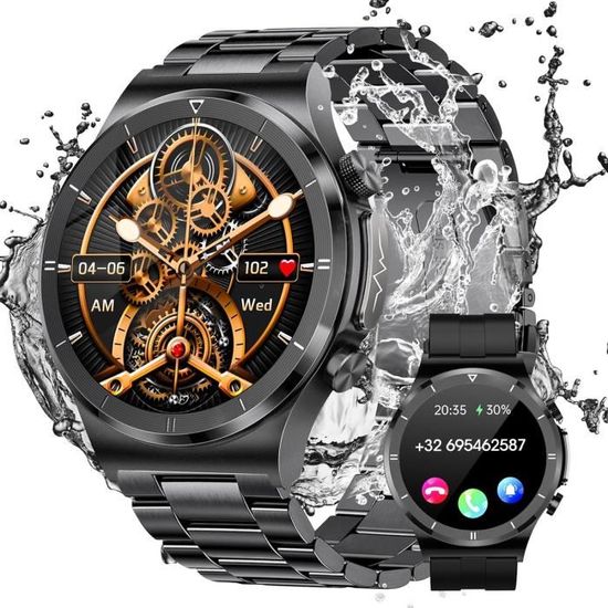Montre Connectée Homme - Écran 1.7", Appel Bluetooth, 114 Sports, Batterie 1000 MAh, IP68, Suivi Santé