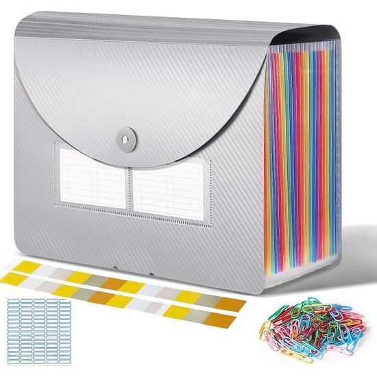Classeur Accordéon ThinkTex 26 Compartiments A-Z - Range Documents Extensible Avec Onglets Alphabétiques