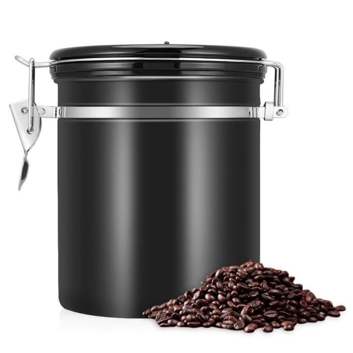 1.5L 304 en acier inoxydable via Sealed Design boîte de stockage de récipient de grains de café étanche à l'air peut noir