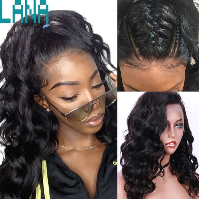 LANA HAIR 360 LACE FRONTAL WIGS BRAZILIAN CHEVEUX HUMAINS ONDULÉ 18 POUCES