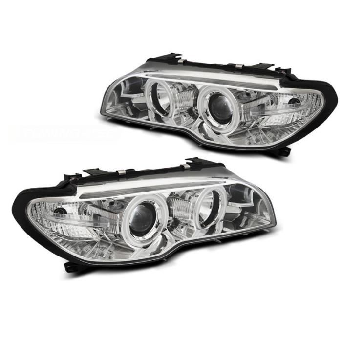 Paire de feux phares BMW serie 3 E46 03-06 coupe cab angel eyes CCFL xenon chrome (MH4)
